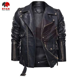 Chaqueta de Cuero para Hombre, Elegante, de Color Sólido, Alta Calidad, Marca Personalizada, Fabricante OEM ODM - Product Image 2