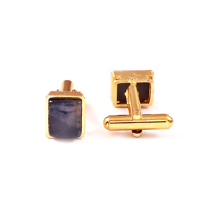 Mancuernillas de Latón con Zafiro Natural, Regalo de Lujo para Hombre, Joyería de Piedras Preciosas Personalizada para Bodas y Fiestas, Venta al Por Mayor - Product Image 4