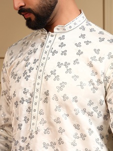 <b>Men</b> White <b>Kurta</b> Payjama Set Regular Fit Traditional Indian Pakistani Knee-Length Wrinkle Free Casual Wear - Product Image 6