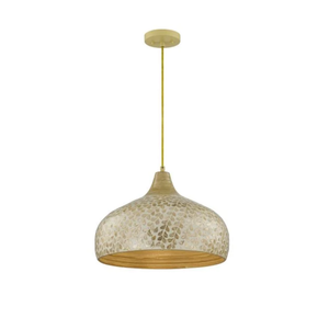 Lámpara colgante de bambú hilado con incrustaciones de concha de capiz hecha a mano, luz colgante para cocina de fábrica vietnamita - Product Image 1