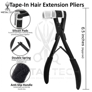 Kit d'outils d'extension capillaire à micro-anneaux de qualité professionnelle : pinces plaquées or, ciseaux, aiguilles à tisser, pinces à cheveux avec étui zippé - Product Image 2