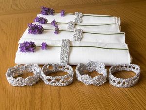 Élégant anneau de serviette en crochet turquoise avec chaîne, fait main, style bohème, décoration de table, porte-serviettes beige, accessoire pour mariage et fête - Product Image 5