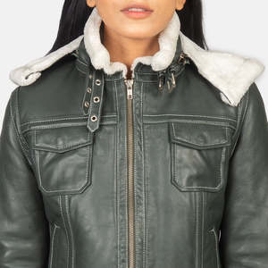 Brown Sheep Leather Eco-Friendly Quilted Breathable Winter Women's <b>Biker</b> <b>Jacket</b> with Stand & Detachable Collar - Product Image 5