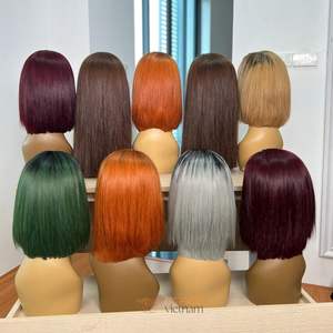 Perruques en dentelle HD/suisse en cheveux vierges vietnamiens en gros, perruques courtes de couleur bordeaux pour femmes noires, prêtes à porter - Product Image 6