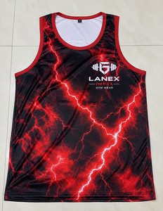 Custom Red Lightning Print Gym Tank Top for Men 3D Sublimation Fitness Stringer Vest Sleeveless Bodybuilding Workout Sportswear - Product Image 6