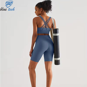 Custom Logo Print Women Athletic Yoga Shorts High Waist Tummy Control Gym Workout Running Biker Shorts Soft Stretch Fabric - Product Image 5