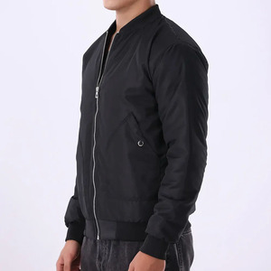 เสื้อแจ็คเก็ตบอมเบอร์สีดำสำหรับผู้ชาย ซิปแบบลำลอง คอตั้ง ทรงปกติ ผ้าโพลีเอสเตอร์ เสื้อคลุมสำหรับฤดูใบไม้ร่วง - Product Image 3