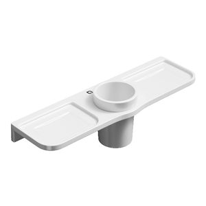 Rectangular compartments and central circular holder modern minimalist storage compact wall mounted bathroom <b>shelf</b> with dual - Product Image 1