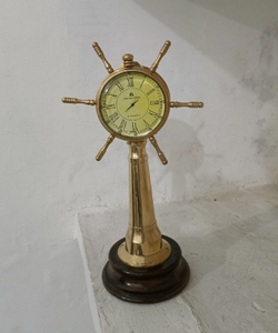 Brass Nautical <b>Ship</b> <b>Wheel</b> Clock Antique Brass Marine Steering <b>Wheel</b> Desk Clock Art Deco Maritime Decor - Product Image 2