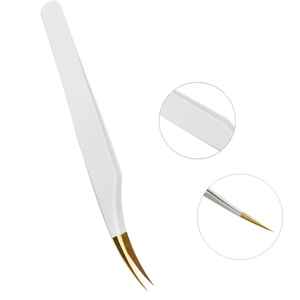 Pince à épiler en acier inoxydable à pointe en fibre pour extensions de cils, volume russe, pointe lisse 45°, marque privée, haute qualité - Product Image 2
