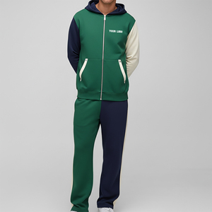 Conjunto Deportivo de 2 Piezas para Hombre, Sudadera con Capucha y Pantalones Jogger, Estampado Invernal, Algodón, Bloques de Color, Logotipo Personalizado, Venta al Por Mayor - Product Image 3