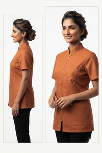 Veste de barbier professionnelle pour salon avec fermeture éclair, logo et couleur personnalisables, durable, résistante à l'eau, mélange polyester/nylon/coton - Product Image 3