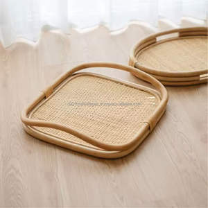 Fabricant de plateau en rotin fait à la main du Vietnam plateau de service léger écologique cadeau durable prêt - Product Image 3