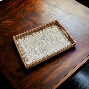 Plateau de service Art Déco multicolore fait main en rotin naturel, plateau décoratif tissé pour la décoration intérieure à un prix abordable - Product Image 2