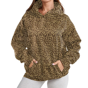 Sudaderas con capucha sublimadas de alta calidad para damas, el mejor fabricante y proveedor de ropa urbana, sudadera con capucha con estampado de leopardo para mujer - Product Image 1