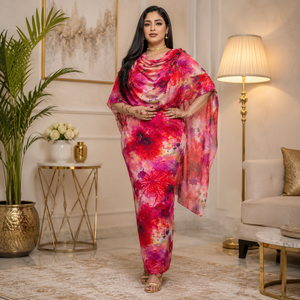 Toub soudanais élégant 100% coton voile imprimé numériquement |   Tissu pour robe traditionnelle, 58 pouces de large, motif floral vibrant, look chic - Product Image 4