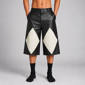 Pantalones Cortos de Cuero Personalizados de 500 GSM, Estilo Longline, Corte Holgado, para Marcas de Moda - Product Image 3