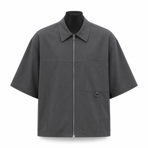 Chaqueta Gris de Manga Corta para Hombre, con Cierre, Estilo Casual, para Trabajo, con Bolsillos Tipo Cargo, Personalizable OEM ODM, Venta al Por Mayor - Product Image 1