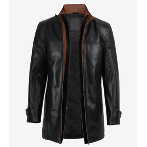 2026 OEM Premium Original Black Long <b>Coat</b> Leather Jackets For Men's High Quality Low MOQ Plus Size Winter Fashion <b>Heated</b> Jackets - Product Image 3