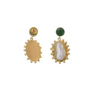 Boucles d'oreilles pendantes baroques plaquées or avec perles pour femmes, clous d'oreilles semi-précieux, bijoux de déclaration, vente en gros, bijouterie de boutique - Product Image 2