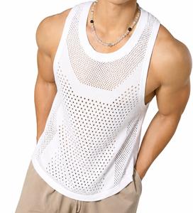 Men's O-Neck Knitted Tank <b>Top</b> With Dot Pattern Breathable Casual Wear - Product Image 1