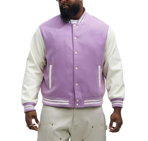 College Baseball Varsity Jacket for <b>Men</b> with Custom Logo Wool Stand Collar Geometric Patchwork for Autumn/Winter Wear - Product Image 5