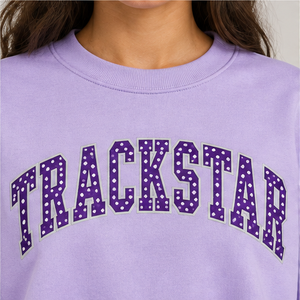 Women's Lavender Polka Letter Crew Neck 2-Piece <b>Shorts</b> <b>Set</b> Custom Casual Sportswear - Product Image 5