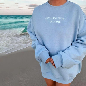 เสื้อสเวตเชิ้ตผู้หญิงทรงโอเวอร์ไซส์ ผ้าฟลีซ คอเต่า ปักลายตามสั่ง สำหรับฤดูหนาว สไตล์สตรีทแวร์ เนื้อผ้าฝ้ายนุ่ม - Product Image 5