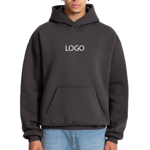 Sweat-shirts à capuche en molleton de coton gris 450 GSM pour hommes, coupe ample, grande taille, style Y2K, streetwear, logo personnalisé, production en gros de haute qualité - Product Image 1