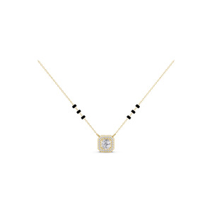 Pendentif Aarinya en or 9 carats avec halo de diamants taille émeraude et diamant de laboratoire octogonal, collier chaîne - Product Image 2