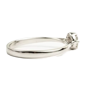 Bague de fiançailles de luxe en or blanc 10K 14K avec diamant de laboratoire taille ronde, design floral, sertissage illusion - Product Image 4