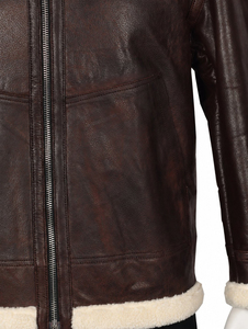 Blouson Aviateur Homme en Cuir Véritable avec Doublure en Fausse Fourrure, Fermeture Éclair, Imperméable, Respirant, Style Moto Hiver, Épais et Chaud - Product Image 2