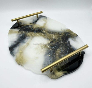 Plateau de service personnalisable en résine époxy sculptée avec sous-verres, fait main pour la décoration de la maison, des restaurants, des hôtels, des cadeaux et des événements - Product Image 5