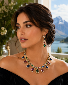 Collar con diseño único, sinfonía de colores, joyería vibrante y llamativa para mujeres, para bodas, fiestas y ocasiones especiales. - Product Image 4