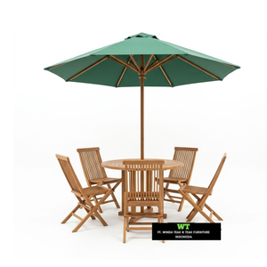 Mobilier de patio en teck pour extérieur, fabriqué en Indonésie, avec parasol - Product Image 2
