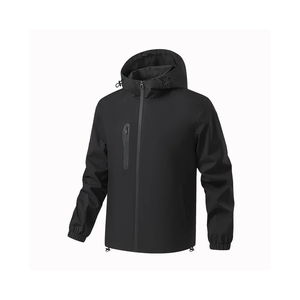 Veste sportive coupe-vent à capuche pour homme, en PU, fermeture éclair, couleur unie, vêtement d'extérieur, manteau décontracté de printemps, veste softshell - Product Image 6