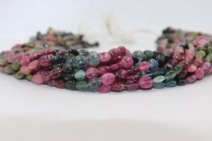 EXCELLENTES Perles Ovales Lisses Multi-Tourmalines 5-7mm Pierre Naturelle Tourmaline Pastèque Taille de Fil de 14 pouces pour la Fabrication de Bijoux - Product Image 3