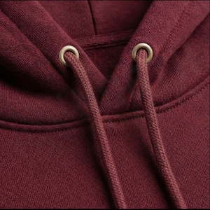 Men's <b>Maroon</b> Hooded Tracksuit Solid Color Full Length Cotton Casual Sweatshirt And Pants Set Breathable Drawstring Closure - Product Image 4