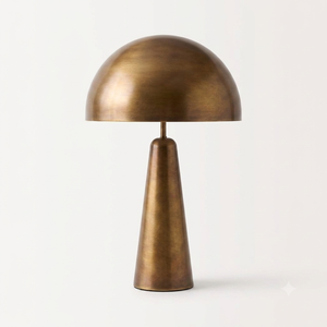 Copper Table Lamp With Beige Linen Drum Shade Large Decorative Lighting For Living Room Handmade Table Lamps - Product Image 5