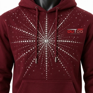 Custom rhine stone <b>hoodie</b> with decorative crystal detailing <b>soft</b> cotton fabric relaxed fit durable stitching and fashionable - Product Image 5