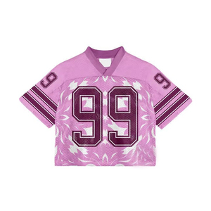 Camiseta de fútbol americano de malla oversize personalizada para mujer y jóvenes, estilo hip hop, ropa deportiva urbana - Product Image 1