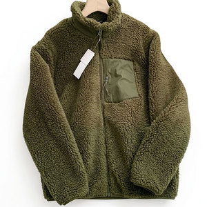 OEM Custom Unisex <b>Mandarin</b> <b>Collar</b> Denim Fleece <b>Jacket</b> Autumn Winter Loose Fit Embroidery Printed Design Pocket Zipper Front - Product Image 1