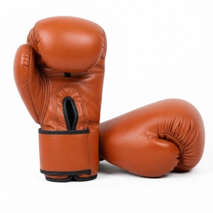 Gants de boxe en cuir véritable professionnels avec logo personnalisé, gants d'entraînement vintage marron, OEM/ODM - Product Image 2