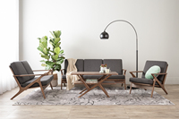 Canapé 3 places Nesthouz Premium en noyer, rembourré en mousse, construction durable en bois courbé avec structure en Z, design contemporain confortable