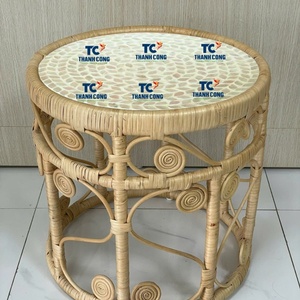 โต๊ะคาเฟ่หวายหรูหราทันสมัยพร้อมฝังมุกดีไซน์โต๊ะกาแฟหวายทำด้วยมือ - Product Image 1