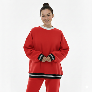 Sudadera Oversize de Cuello Alto para Mujer 100% Algodón, Sudadera Básica Elevada con Elegante Cuello Alto Tejido con Letras - Product Image 6