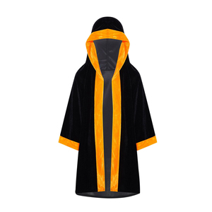 Capa con Capucha de Terciopelo Negro con Ribete Naranja, Chaqueta de Disfraz Unisex para Adultos - Product Image 1