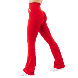 Pantalon évasé ultra taille haute rouge pour femme, extensible, respirant, pour le sport, le fitness, le yoga et l'entraînement, bas de tenue athlétique haute performance - Product Image 3