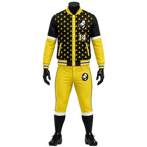 Yellow and <b>Black</b> Baseball Jacket and <b>Pants</b> Set Full Sleeve Button Up Top with Matching <b>Pants</b> Professional Baseball Team Gear - Product Image 1