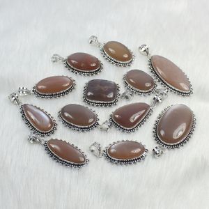 Colgantes de Piedra Lunar Natural al por Mayor, de Plata de Ley 925, con Borde de Cuentas, Ovalados y en Forma de Lágrima, Joyería a Granel, Colgantes de Gemas Hechos a Mano - Product Image 6